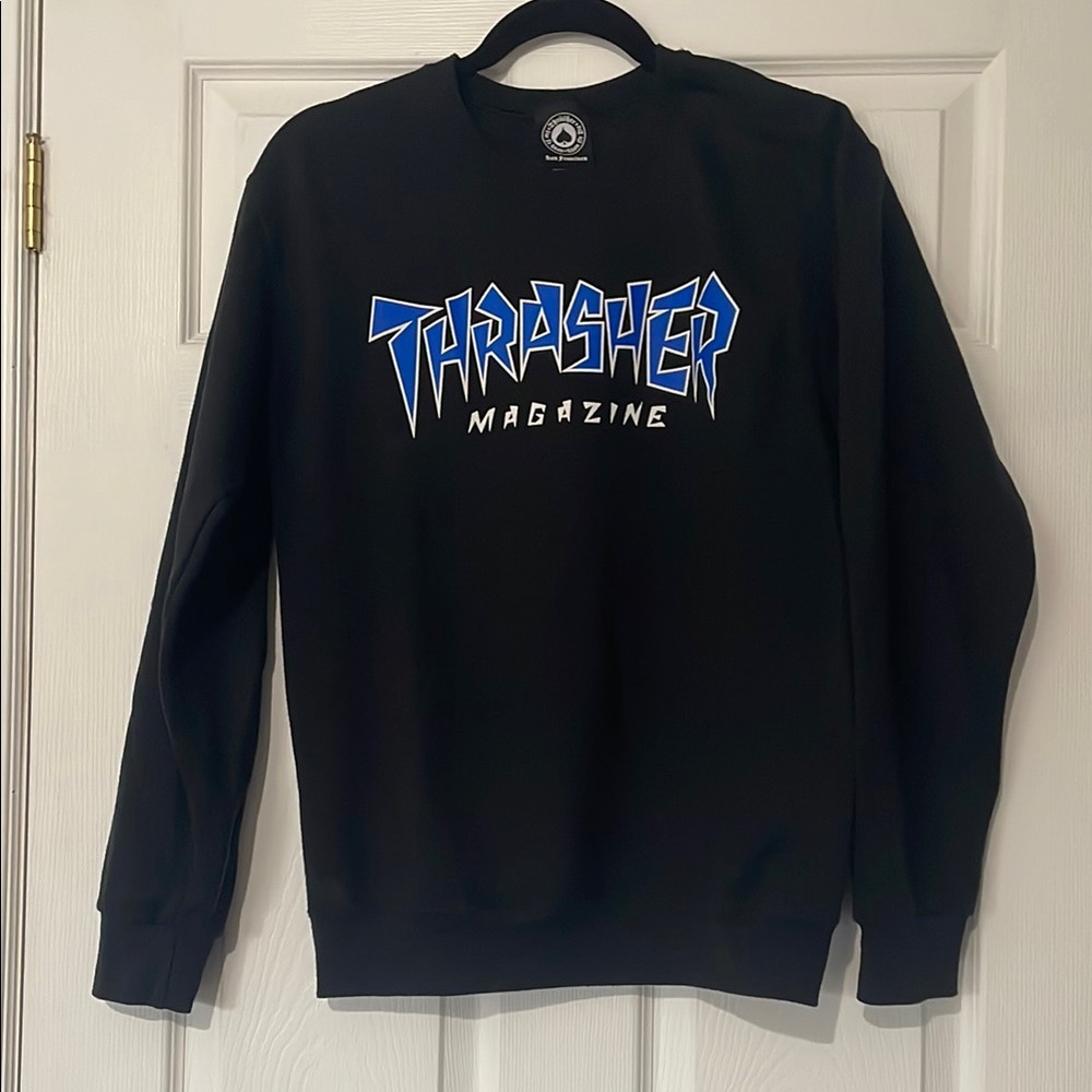 Thrasher Black Crewneck with Blue Logo